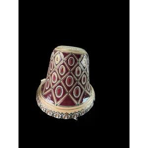 Vintage Gold Red Hand Painted Round Porcelain Table Lamp Shade Home Decorative